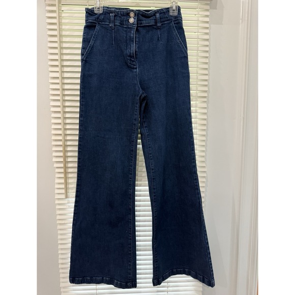 Maeve Anthropologie High Rise Wide Leg Trouser Jeans Stretch Denim Sz 28 Casual - Picture 1 of 8